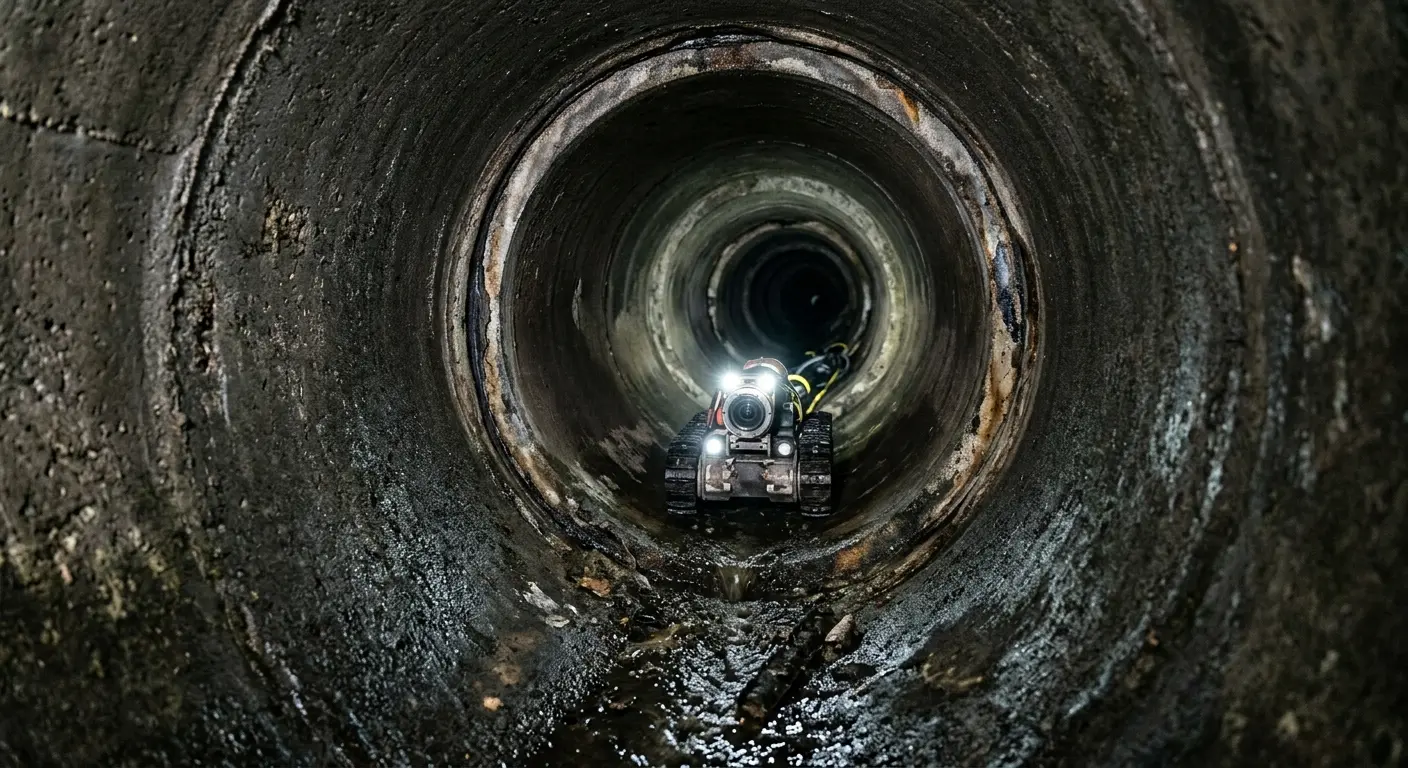 Robotic sewer camera inspecting pipe interior for Sewer Line Repair in Auburndale
